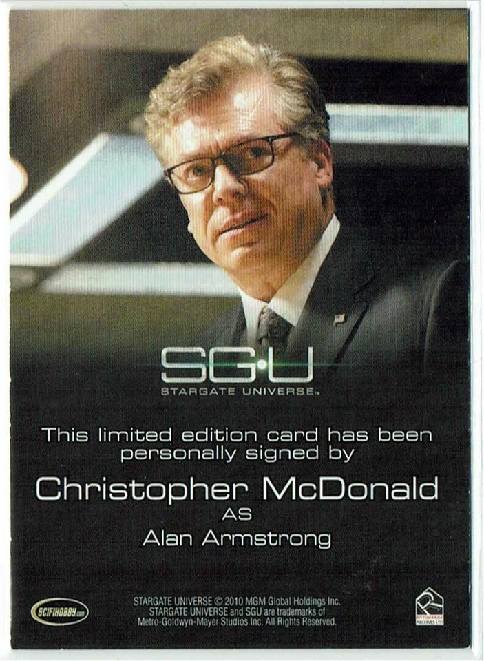 Stargate Universe Season 1 Autograph Card Christopher McDonald as Alan Armstrong - Image 2 of 2