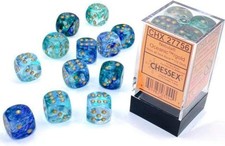 Chessex Nebula 16mm d6 Oceanic/Gold w/Luminary Dice Block (12 dice) 27756