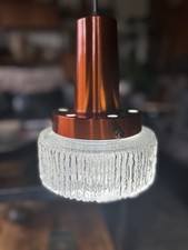 Vintage Prova Copper And Textured Glass Ceiling Light / Pendant Fitting