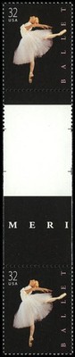 US #3237 32¢ American Ballet Vertical Pair with Horizontal Gutter VF NH