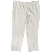 Escada White Cotton Straight Leg Side Zip Trousers Pants Size 40 Ankle Casual