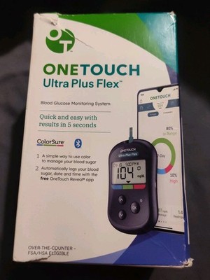 One Touch Ultra Plus Flex Meter Blood Glucose Monitoring System *Read* Box Dmg