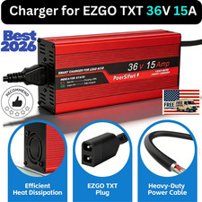 36V Golf Cart Charger 15A EZGO TXT Plug Fast Charge Smart Protection