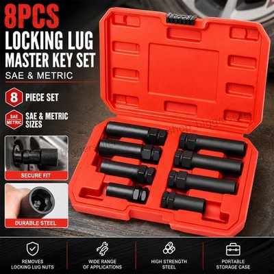 6 Spline & 7 Spline Lug Nut Socket Set, Drive Wheel Lock Key,Locking Nut Removal