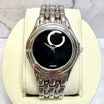 Bijoux Terner Mens Watch Silver Tone Dress Formal Black Face K-3516G NEW