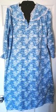 Anthony Richards Flannel Nightgown Medium Blue Floral Cotton Granny Cottagecore