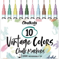 Liquid Chalk Markers: 10 Vintage Colors, Fine Tip, Erasable for Blackboards