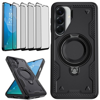 For Samsung Galaxy A17 Case Ring Black Cover / Screen Protector Tempered Glass