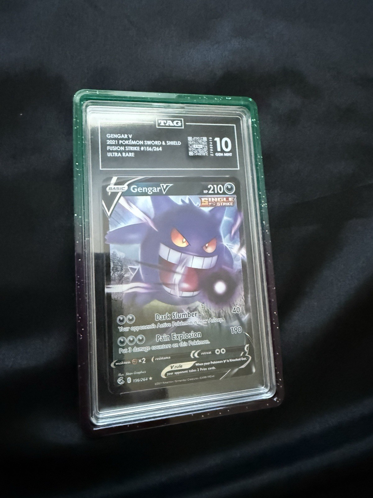 Gengar V 156/264 Fusion Strike 2021 Ultra Rare Holo Single Strike TAG 10