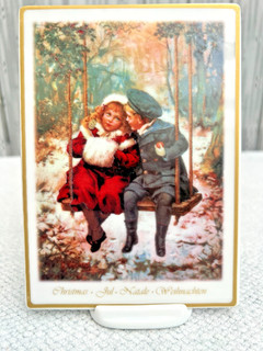 Under the Mistletoe Christmas Porcelain Plaque Postcard Boxed. 2005