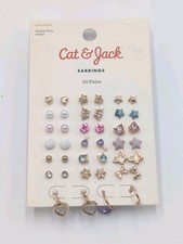 Girls Cat Jack 20 Pairs Girls Stud Dangle Hoop Earrings Set Multi Color