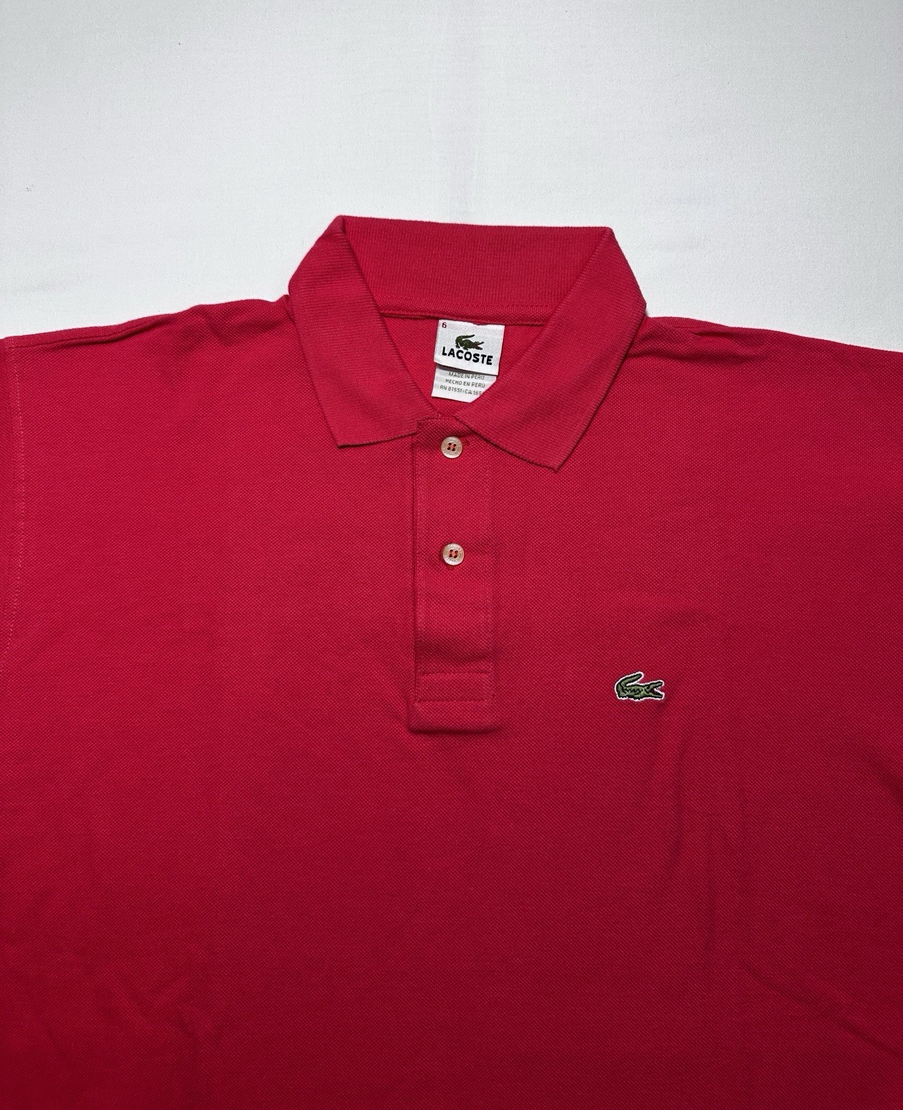 LACOSTE Men's Pink Short Sleeve Polo Shirt Size 6 Button Front Logo thumbnail 9