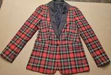 J Crew Parke Tartan Plaid Blazer Jacket Satin Lapel And Buttons Size 4 EUC