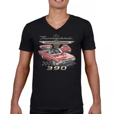 Ford 1963 Thunderbird 390 V-Neck T-shirt Vintage Sport Roadster American Tee