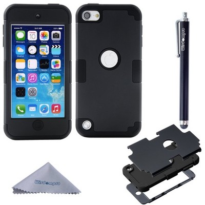 Wisdompro Case for iPod Touch 7, 6, Black/Black
