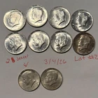 SILVER! Lot of 10 Kennedy Half Dollar 1964 Coins 50C- 2 Denver/ 8 Philly