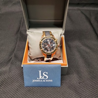 Joshua & Sons JS98RGBDay Date Imperial Patterned Bezel Multifunction Bracelet