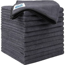 12 Pack Grey Microfiber Cleaning Cloths 12.5 x 12.5 Inch Car Washing Towels