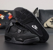 2025 Jordan 4 Retro  Black Cat  Men's Black Basketball Shoes Mid-Top