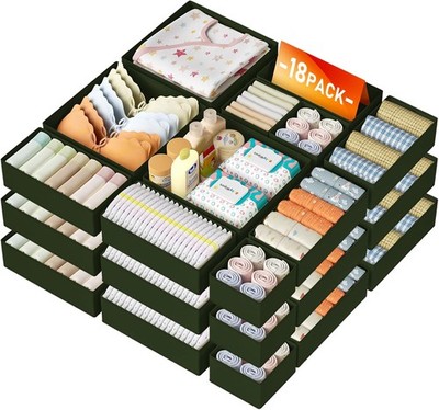 Drawer Organizer Clothes Storage - 18 Pack Baby Dresser Organizer for Nursery, F