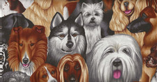 100 Cotton Quilting Fabric by the Yard. DOG PACK - 45" Wide