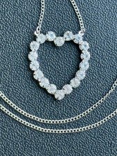 Beautiful Heart necklace 925 sterling silver Plated Cubic Zirconia 16      D