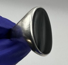 925 Sterling Silver Black Onyx Oval Ring 6.2g Size 7 Modern Statement  C150