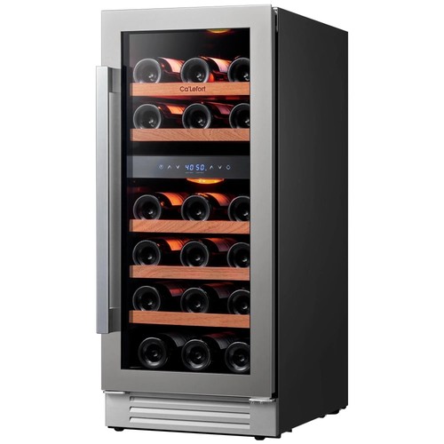 Ca'Lefort 15" Dual Zone Wine Cooler 40°F-65°F Mini Fridge 28 Bottles W/Door