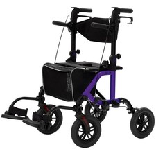 10  Deluxe ELENKER Rollator Walker 2 in 1 Medical Transport Chair Wheelchair Aid