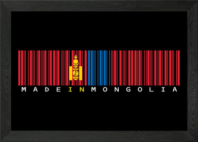 Gerahmtes Wandbild Poster Leinwanddruck Bild Mongolische Flagge Barcode