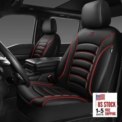 CAR PASS 3D Foam PU Leather Car Seat Covers, Universal Seat Two Front Red