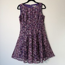 Danny Nicole Purple Floral Lace Fit Flare Party Dress Women Size 8