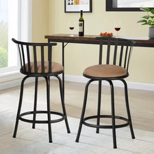 Classic Barstools Set of 2, Country Style Bar Chairs with Back and Footrest S...