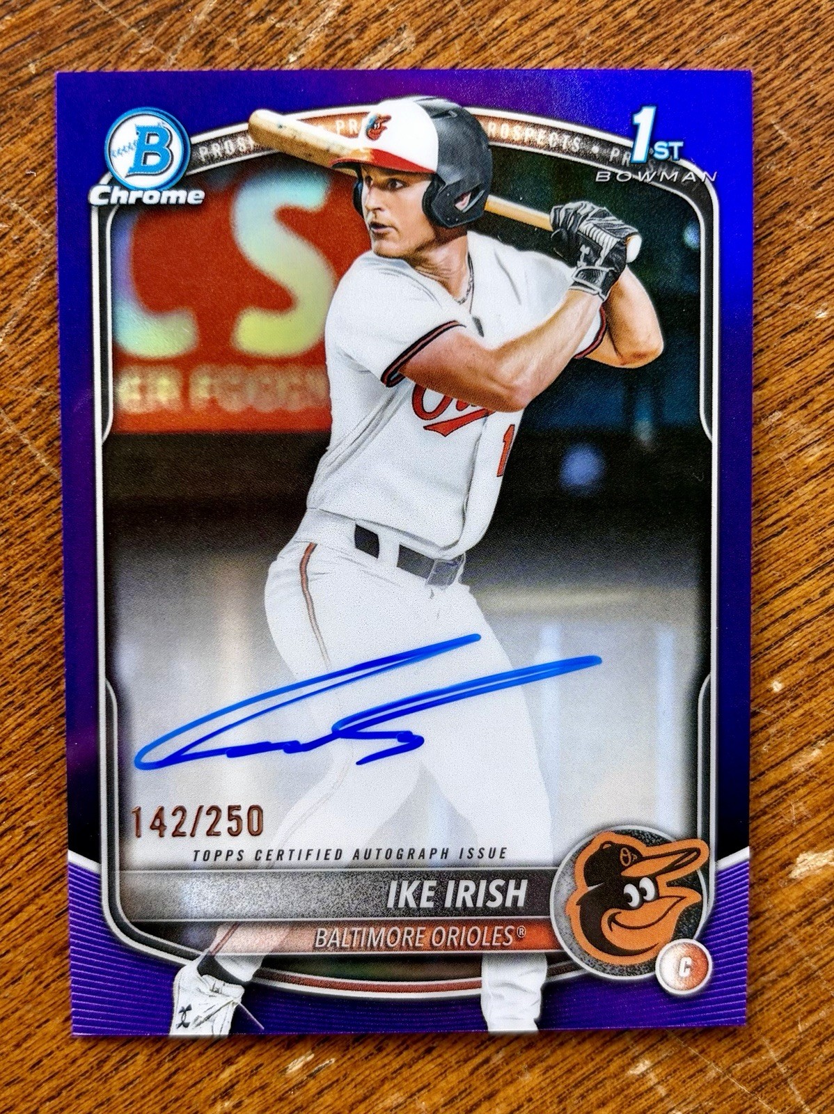 2025 Bowman Draft Chrome IKE IRISH Purple Refractor Auto /250