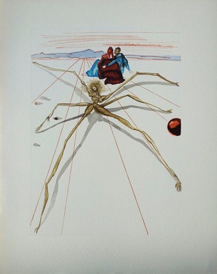 Salvador DALI Arachné Original Holzschnitt Gemälde 1940-1960