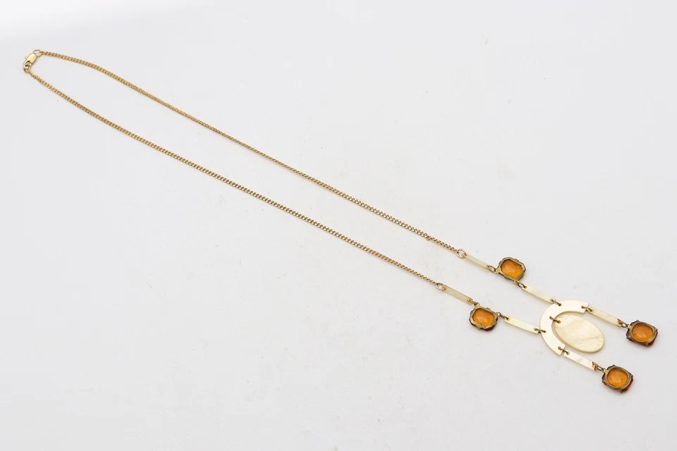 Collar vintage de diamantes de imitación de madreperla relleno de oro 13,8 gramos 25 pulgadas Foto 3 de 4