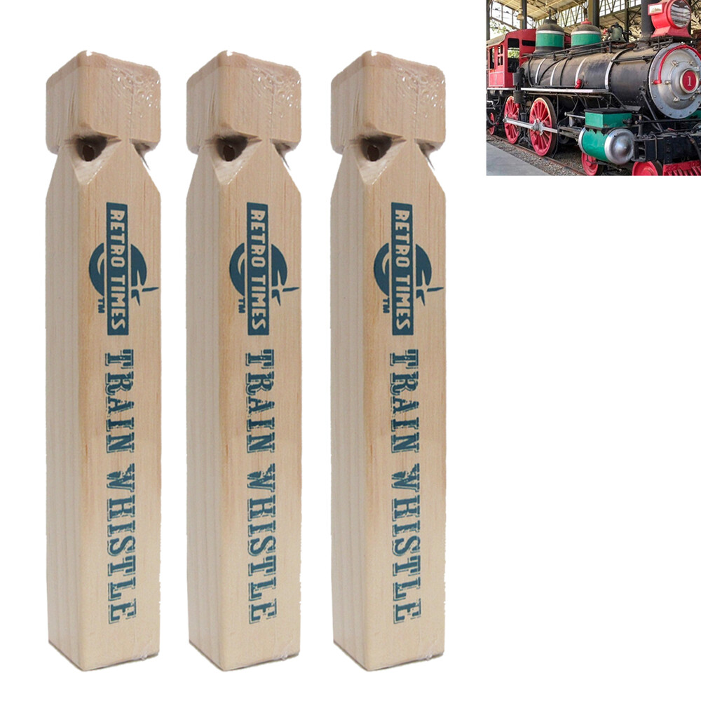 3 Pack 8.5" Wooden Steam Whistle Train Engine Lovers Kids Toy Railroad