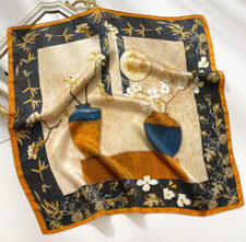 New Real Silk Scarf Ladies Silk Square Silk Flower Arrangement