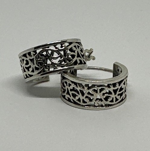 STERLING SILBER 925 ROLL FILIGRAN CREOLEN STIL OHRRINGE