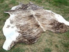 ¡HAZ OFERTA!! Alfombra de cuero de vaca GRIS ATIGRADO GRANDE PIEL DE VACA NATURAL PIEL DE VACA RT