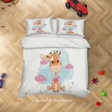 3D Giraffe Cartoon Kids Quilt Cover Set Duvet Cover Bedding Pillowcases