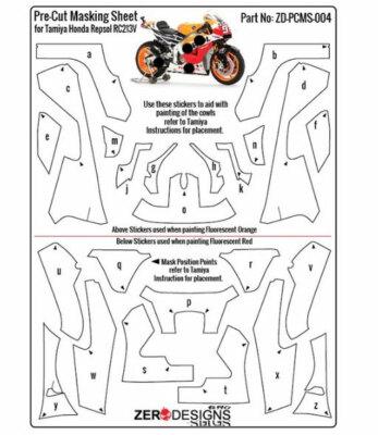 Zero Paints 1/12 RC213V Pre-Cut Masking Sheet for Tamiya kit #14130