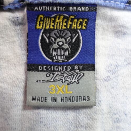 Vintage Give Me Face Shirt 3XL Blue All Over Print Dice Royal Flush Hip Hop Y2K - Picture 3 of 7