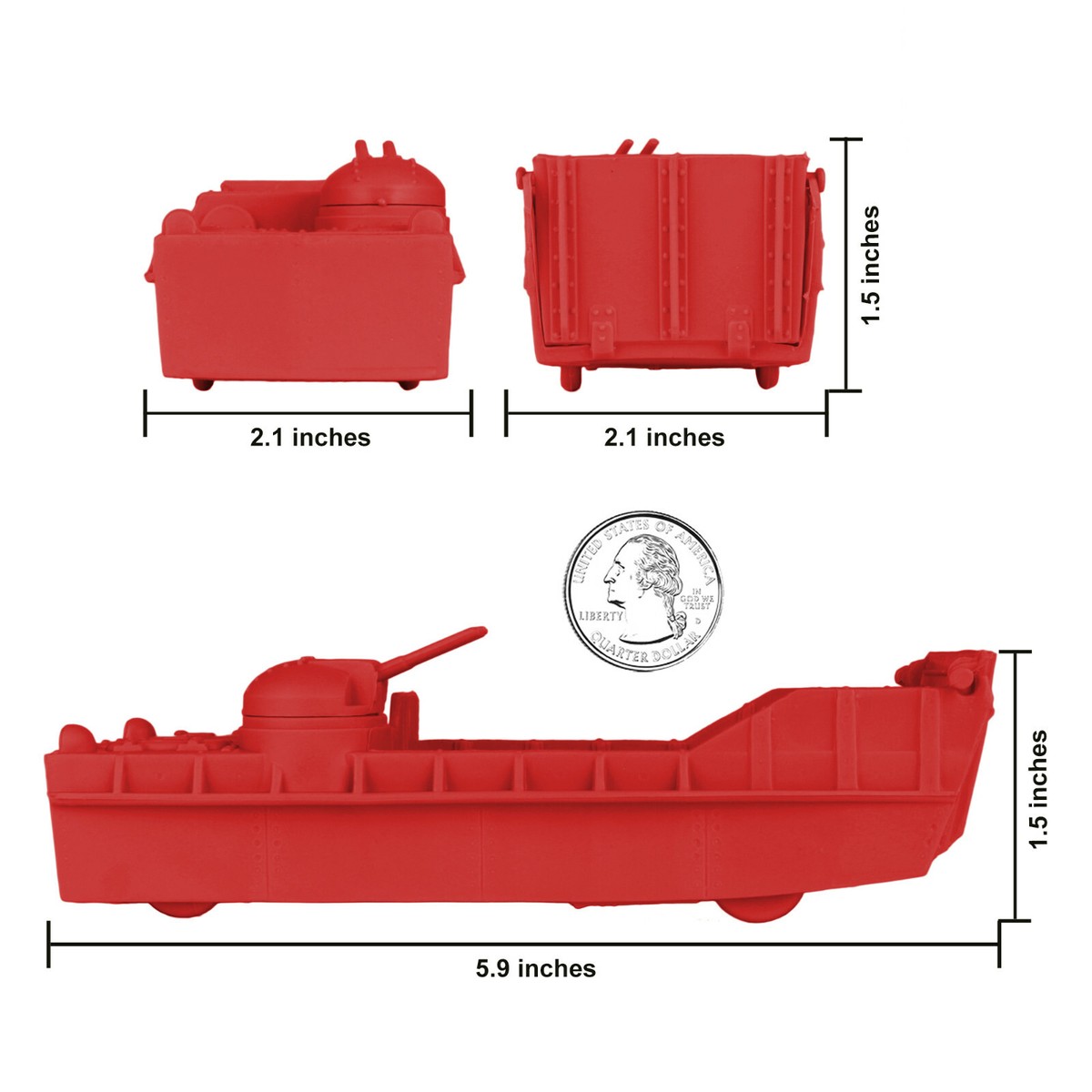 BMC Marx Recast Landing Craft 4pc Red Plastic Army Men Higgins
