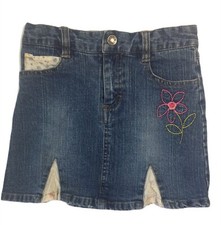 Route 66 Girls Jean Medium Wash Distressed Denim Skirt Size 6