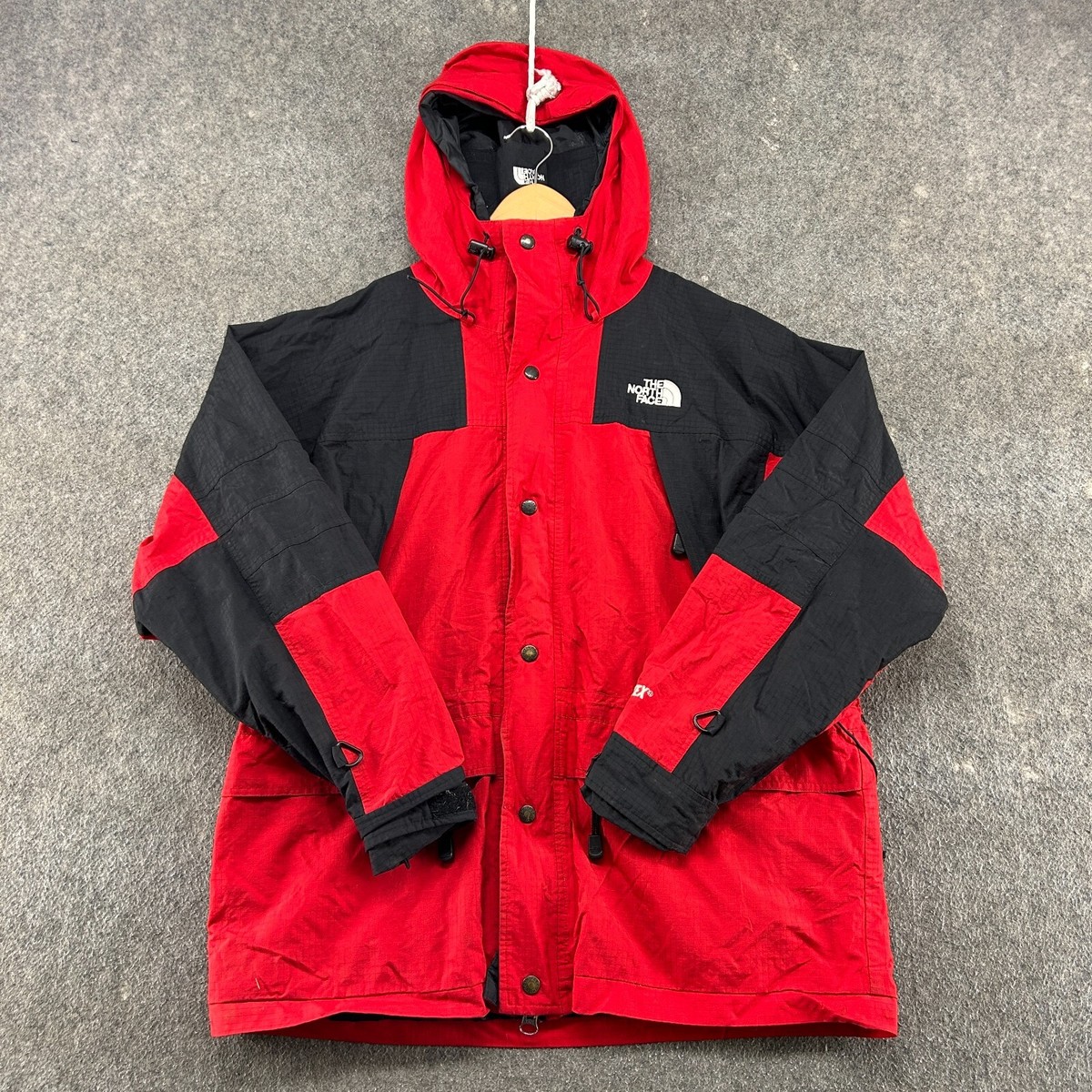 VINTAGE North Face Jacket Mens M Red Black Rain Coat Hooded VINTAGE North Face Jacket Mens M Red Black Rain Coat Hooded