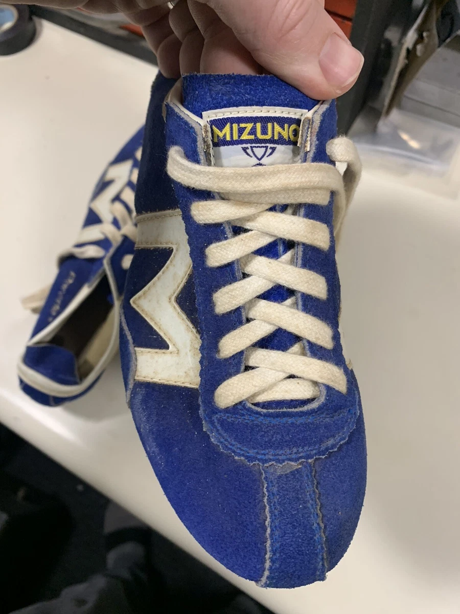 Vintage Mizuno Athletic Footwear RunBird Suede Blue small size running studded