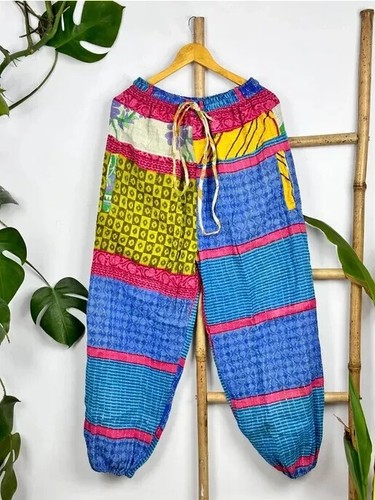 10Pc Vintage Kantha Handmade Wide Leg Hippie Boho Gypsy Harem Pants Trouser - Picture 4 of 11