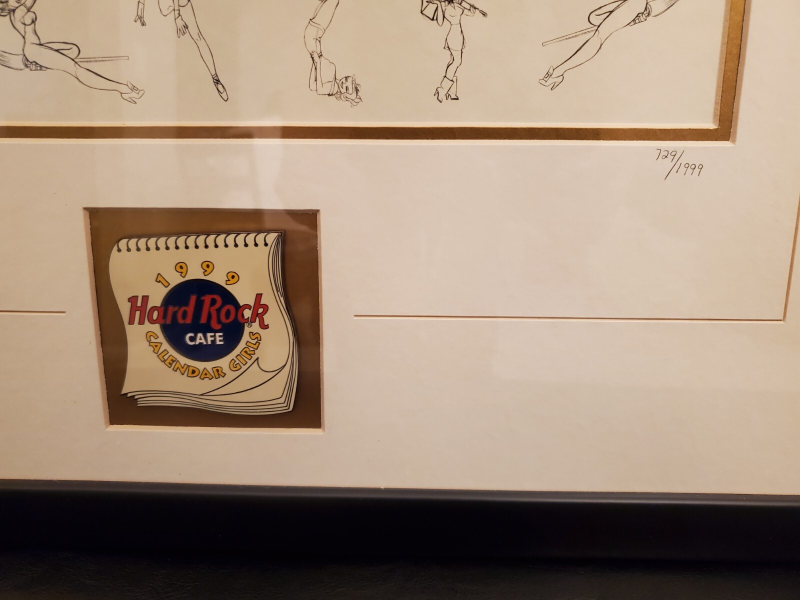 Hard Rock Cafe 1999 Calendar Girls Framed Lapel Pins Limited Edition 729/1999