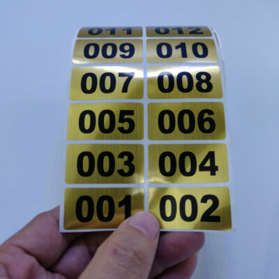 Gold Inventory Labels Consecutive Number Sticker Product Claiming Coding 500pcs
